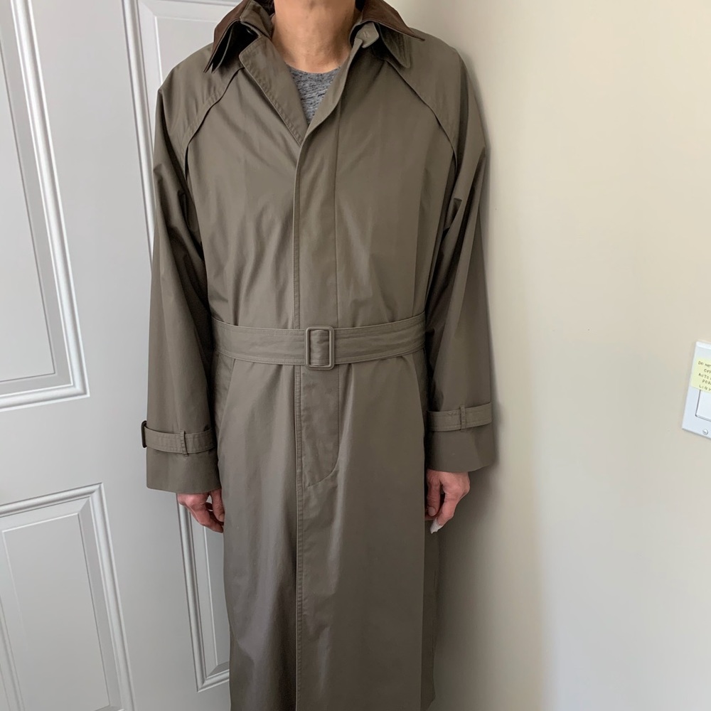 London Fog Men’s Trench Raincoat Leather Collar